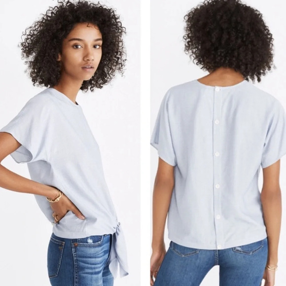 Madewell Tops - Madewell Button Back Front Tie Stripped Shirt